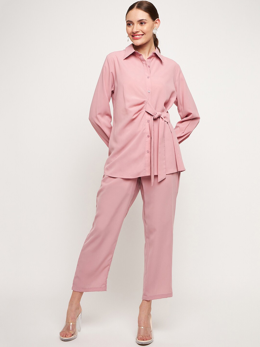 

Imfashini Side Knot Shirt With Trouser, Pink