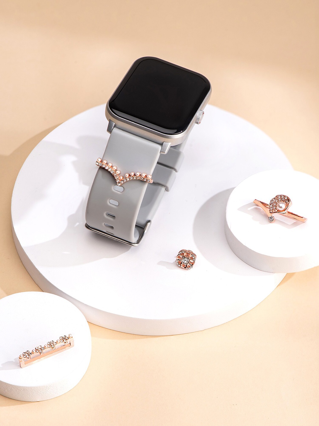 

Yellow Chimes Set Of 4 Rose Gold Plated Stones Studded Watch Charms
