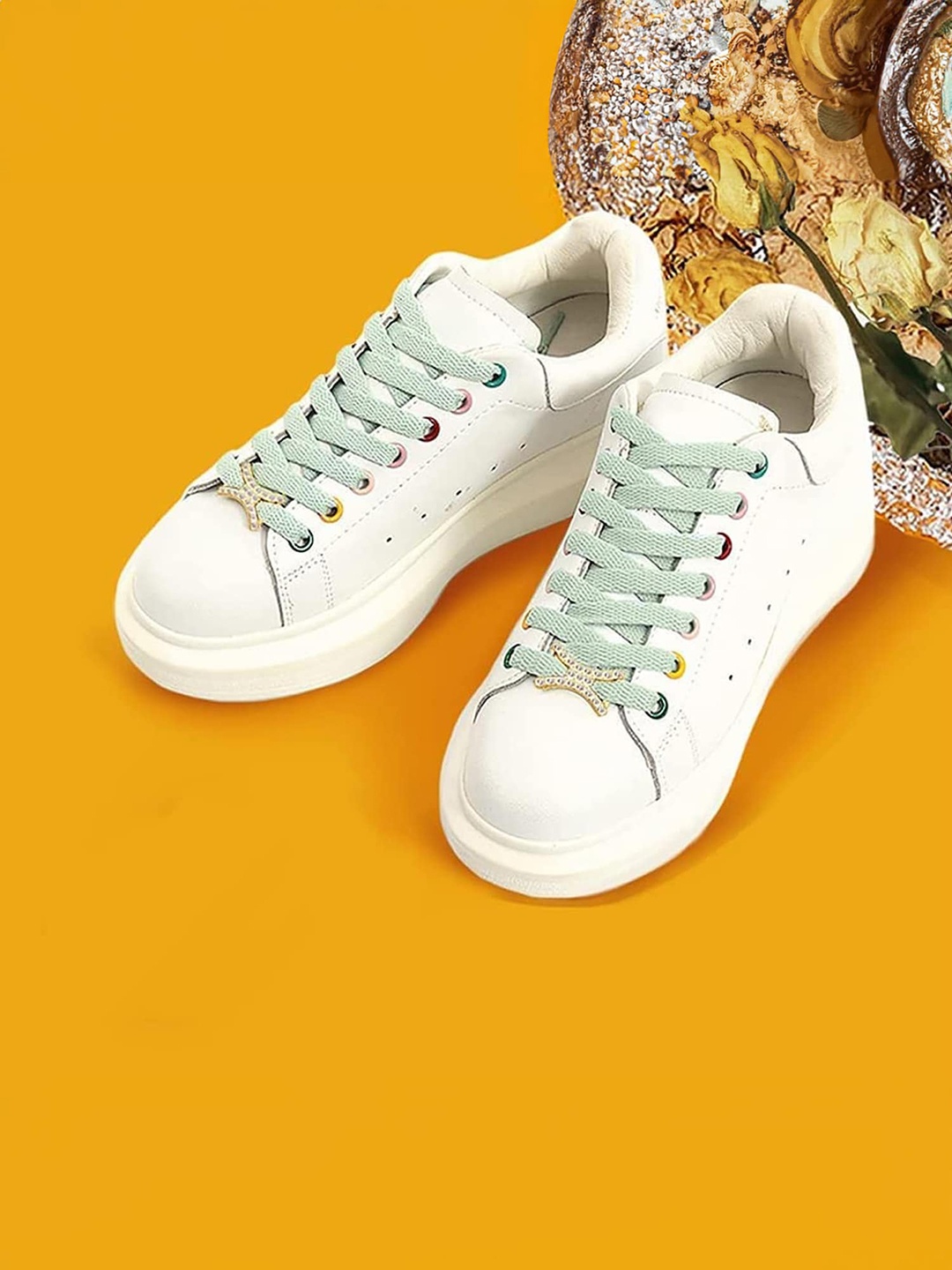 

Yellow Chimes Kids Set Of 4 Stones Studded Shoelace Charms, Gold
