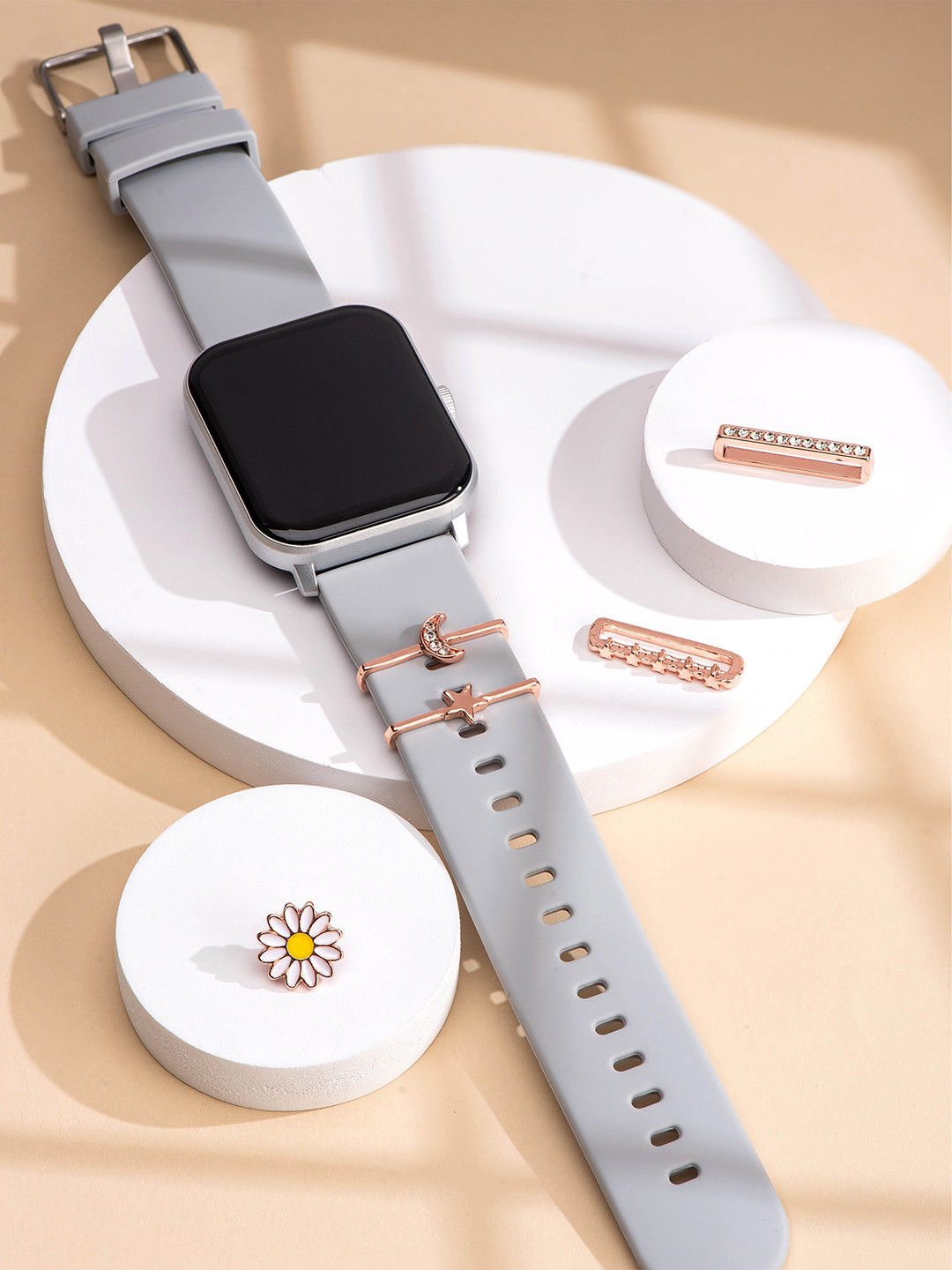 

Yellow Chimes Women Set Of 5 Embellished Watch Charms, Rose gold