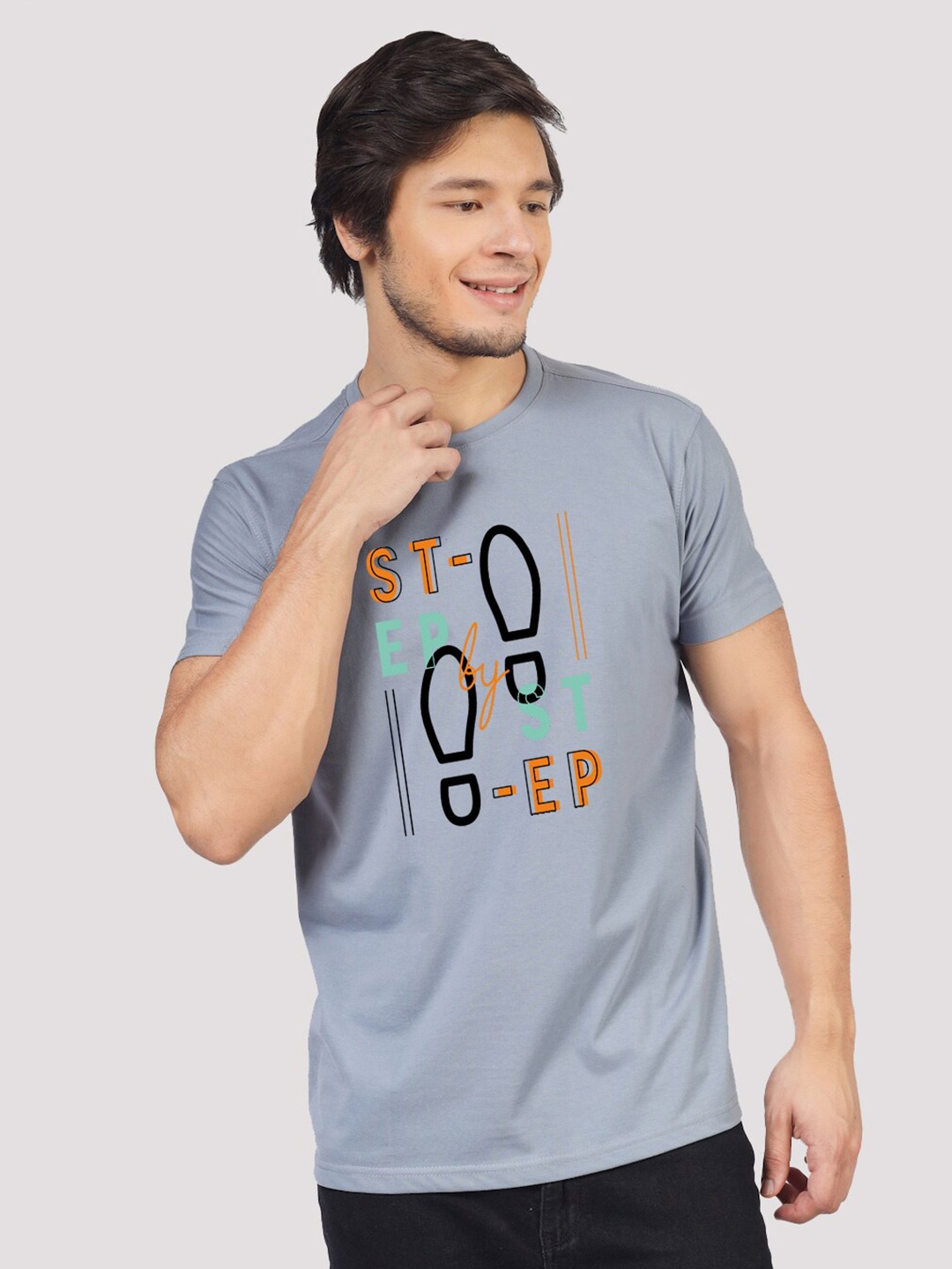 

Greylongg Typography Printed T-shirt, Grey