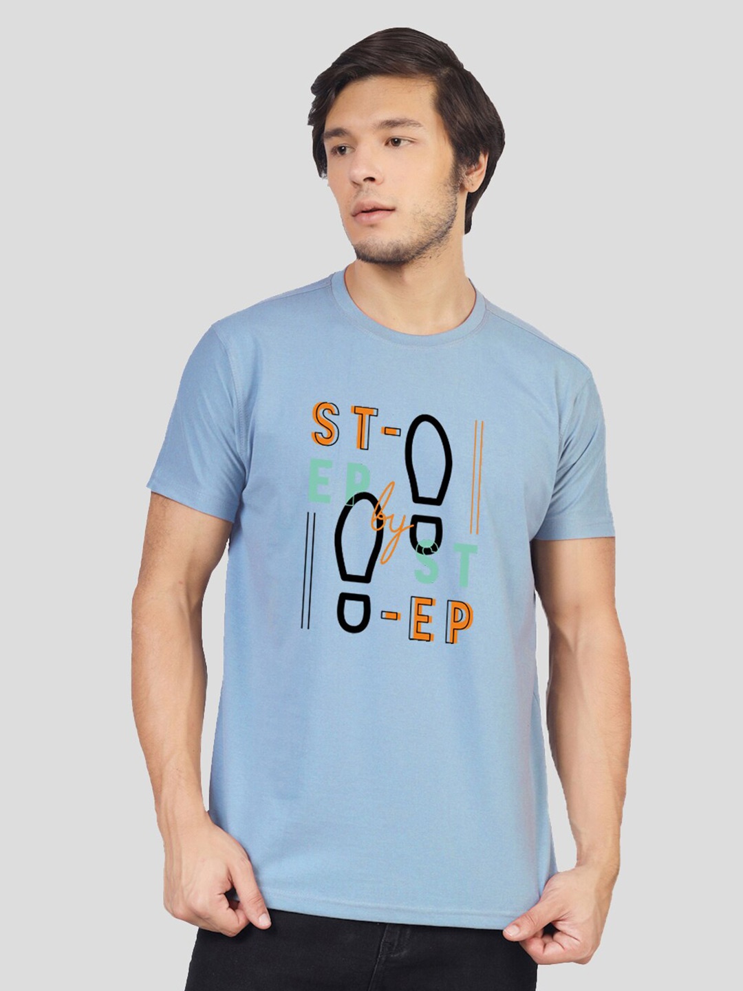 Greylongg Typography Printed T-shirt, Blue