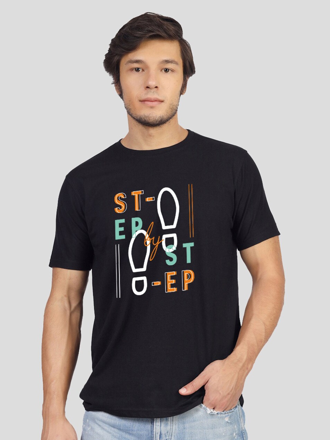 Greylongg Typography Printed T-shirt, Black