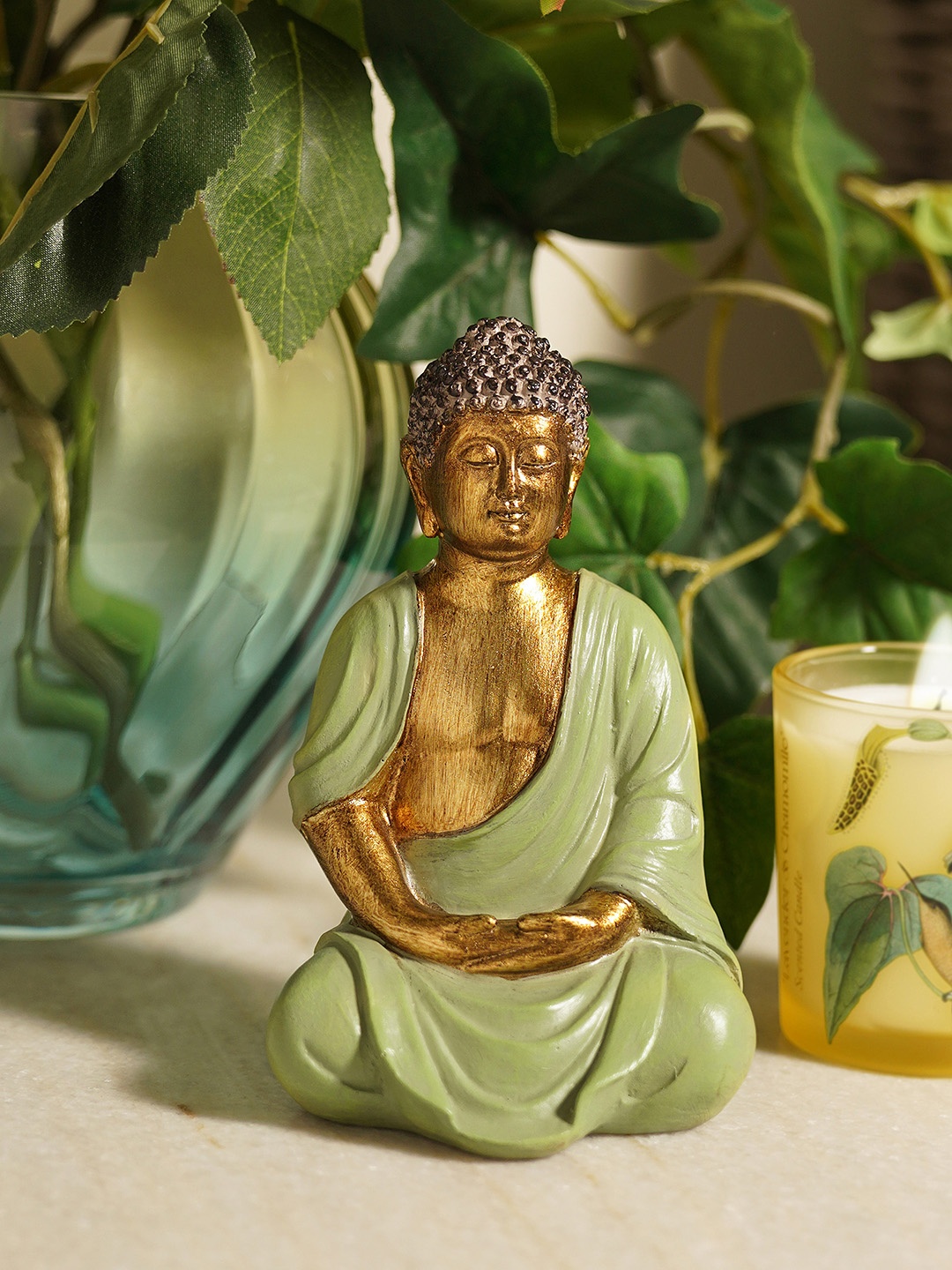 

Pure Home and Living Green Buddha Idol Showpiece
