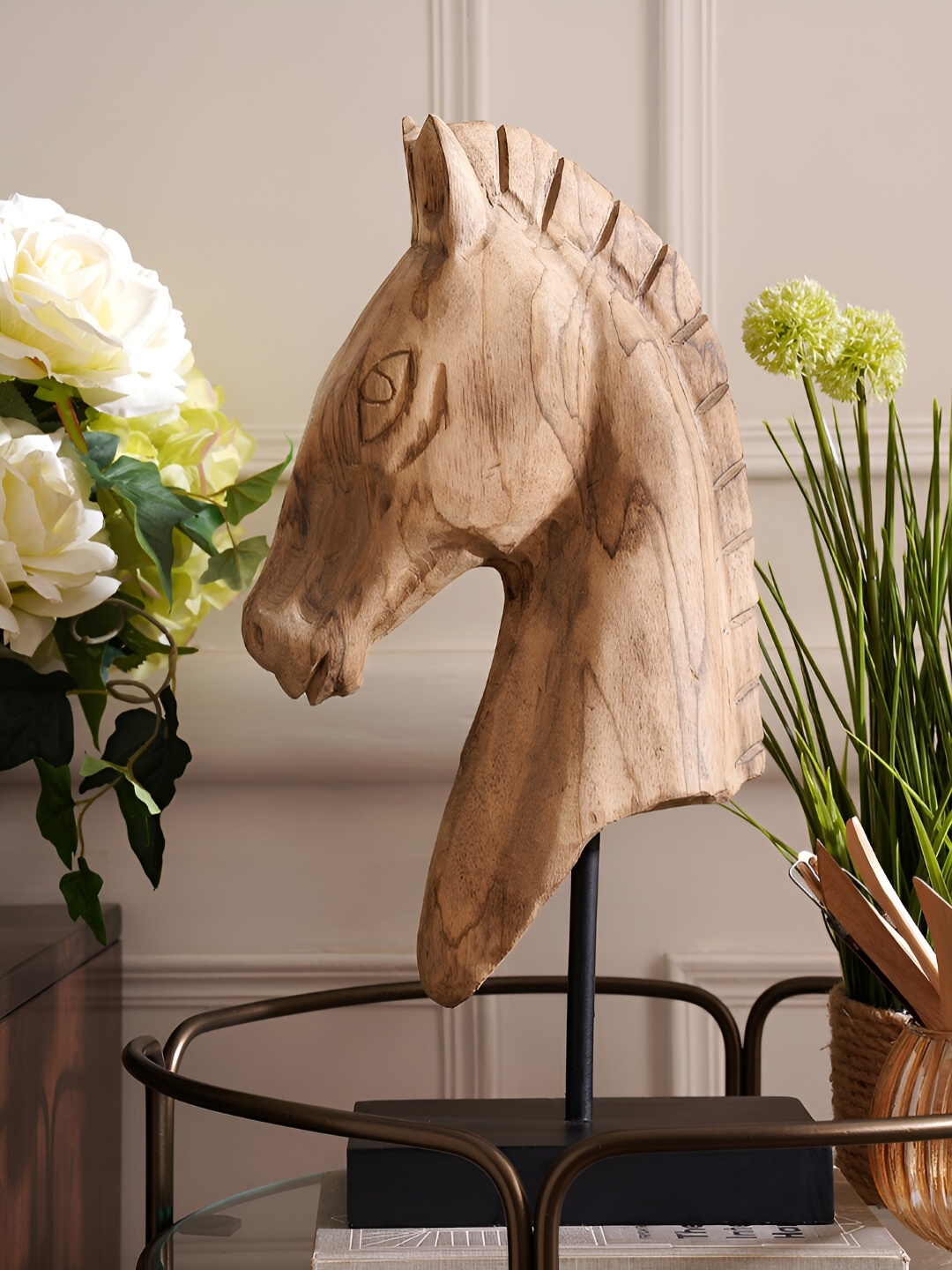 

Pure Home and Living Brown Wooden Figurine Showpiece