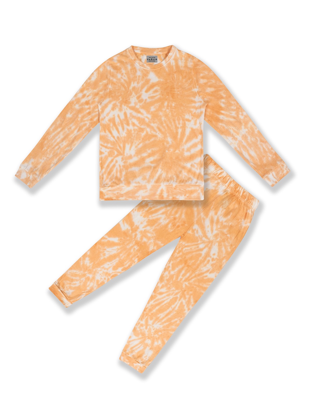 

BAESD Kids Tie & Dye Pure Cotton Long Sleeved Night Suit, Peach