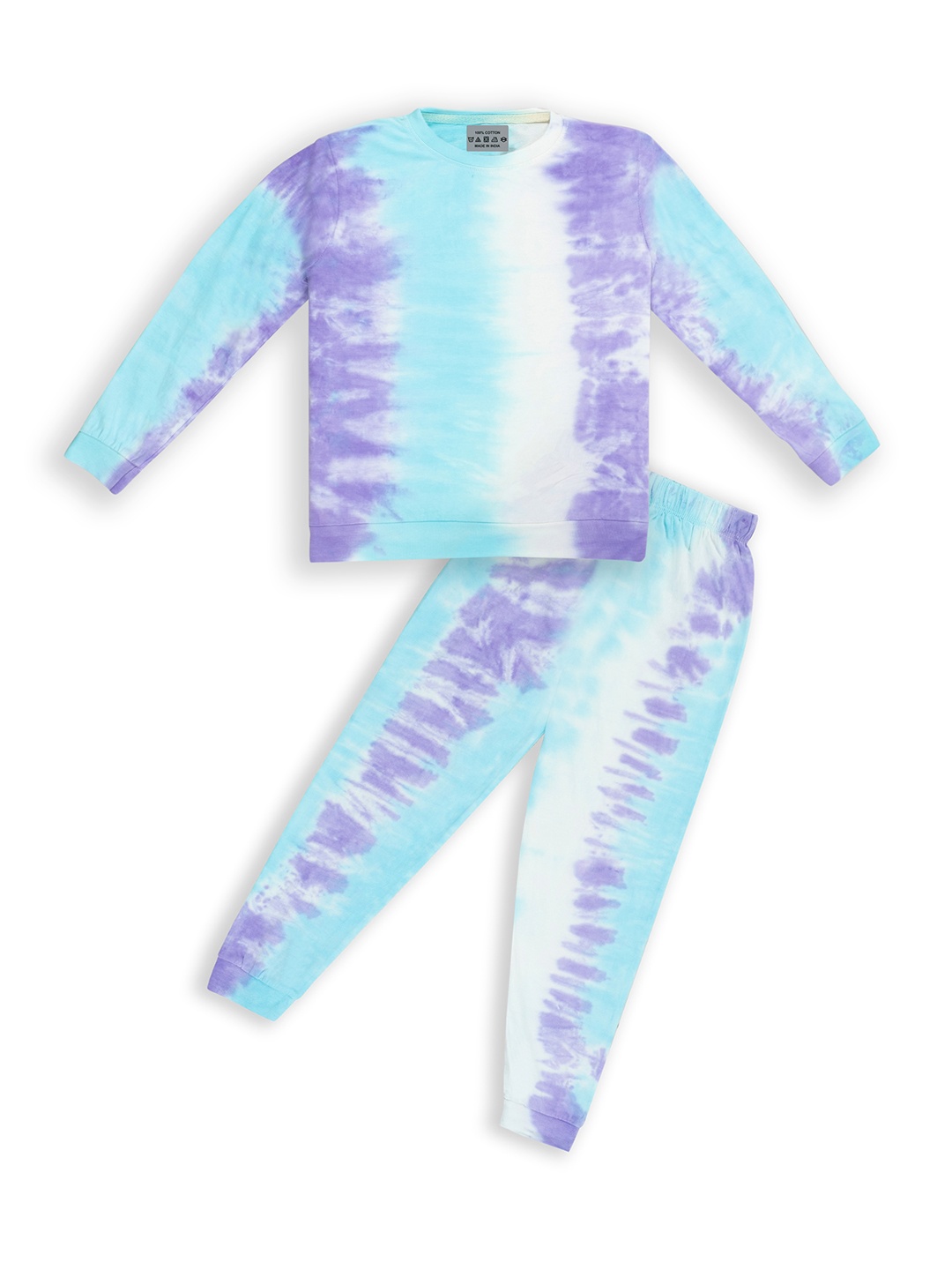 

BAESD Kids Tie & Dyed Pure Cotton Tracksuits, Purple