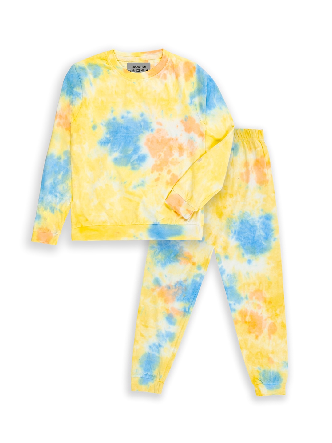 

BAESD Kids Tie & Dyed Pure Cotton Tracksuits, Yellow