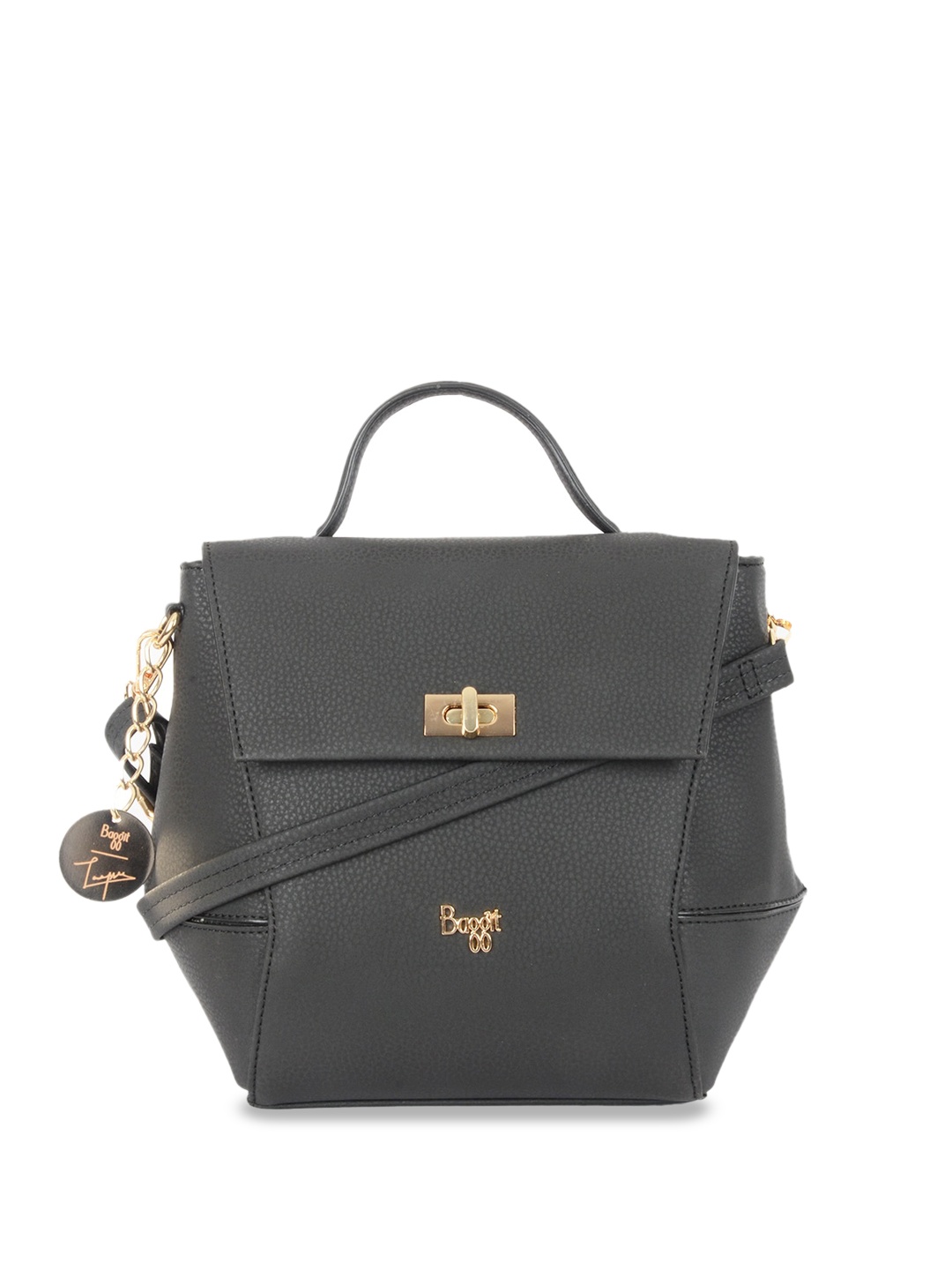 

Baggit Tapsi Textured Structured Satchel Bag, Black