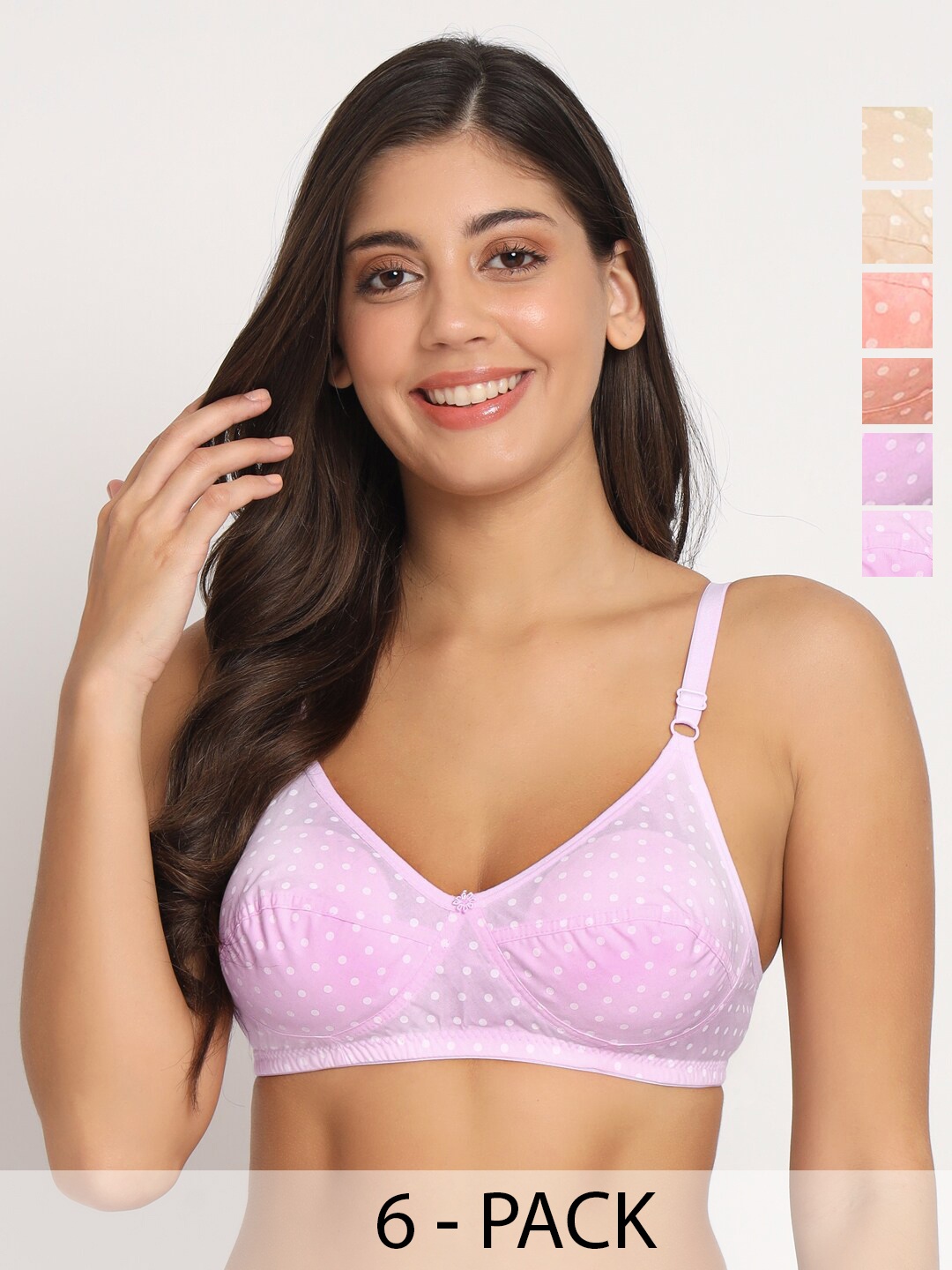 

Docare Pack Of 3 Printed Full Coverage Non Padded Cotton Everyday Bra With All Day Comfort, Cream