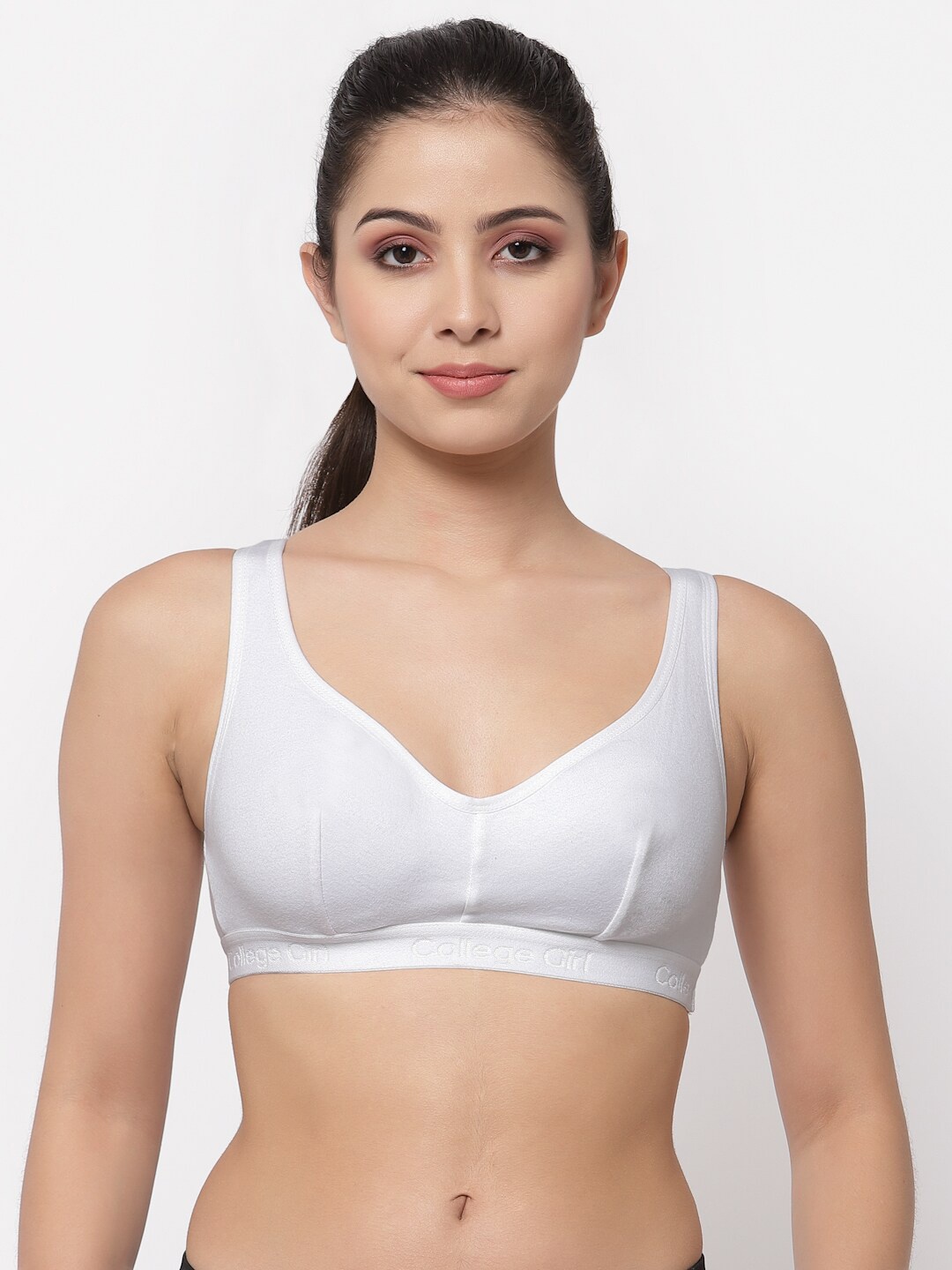 

Docare Full Coverage Non Padded Cotton Workout Bra With All Day Comfort, White