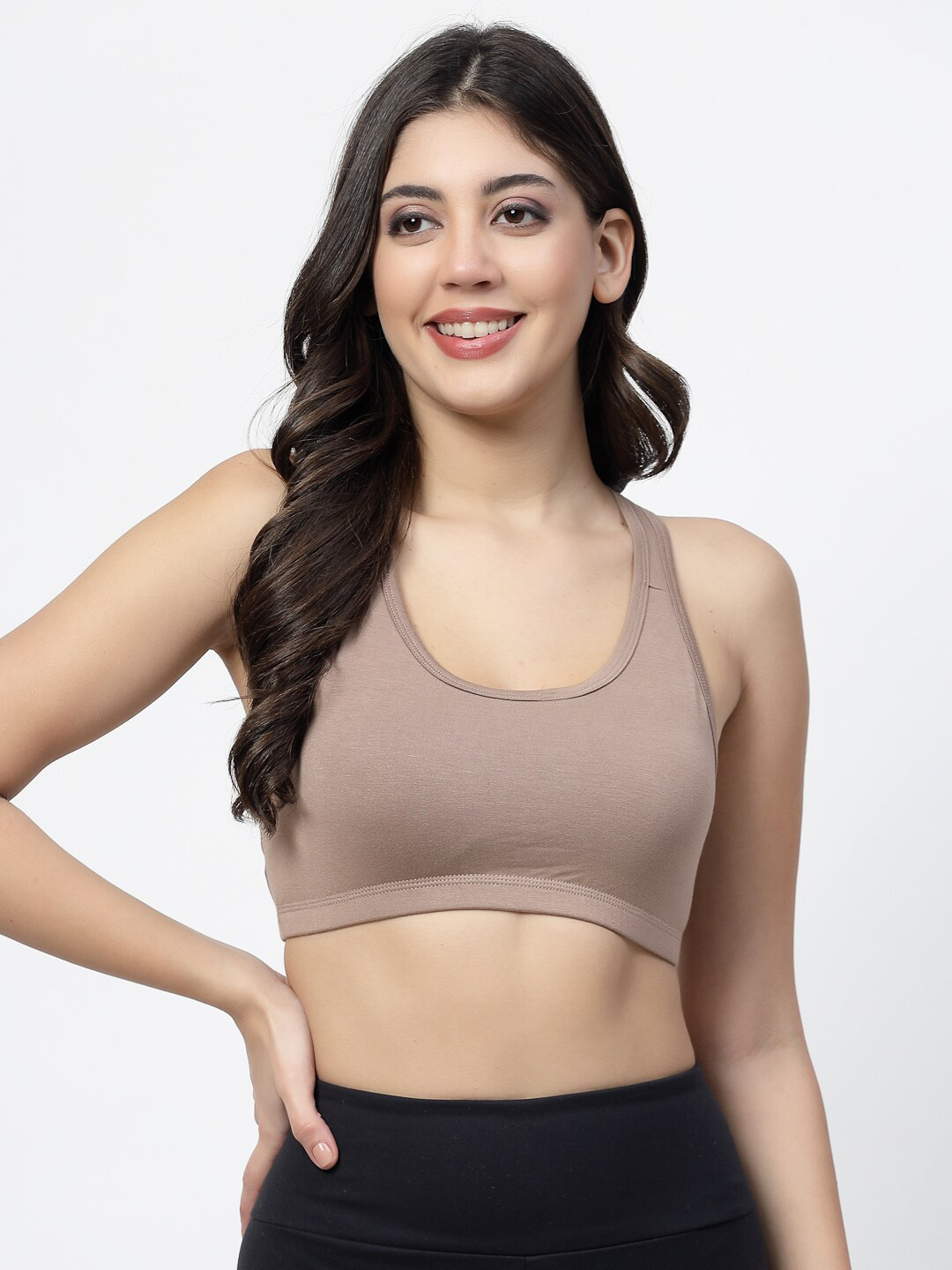 

Docare Full Coverage Non Padded Cotton Workout Bra With All Day Comfort, Brown