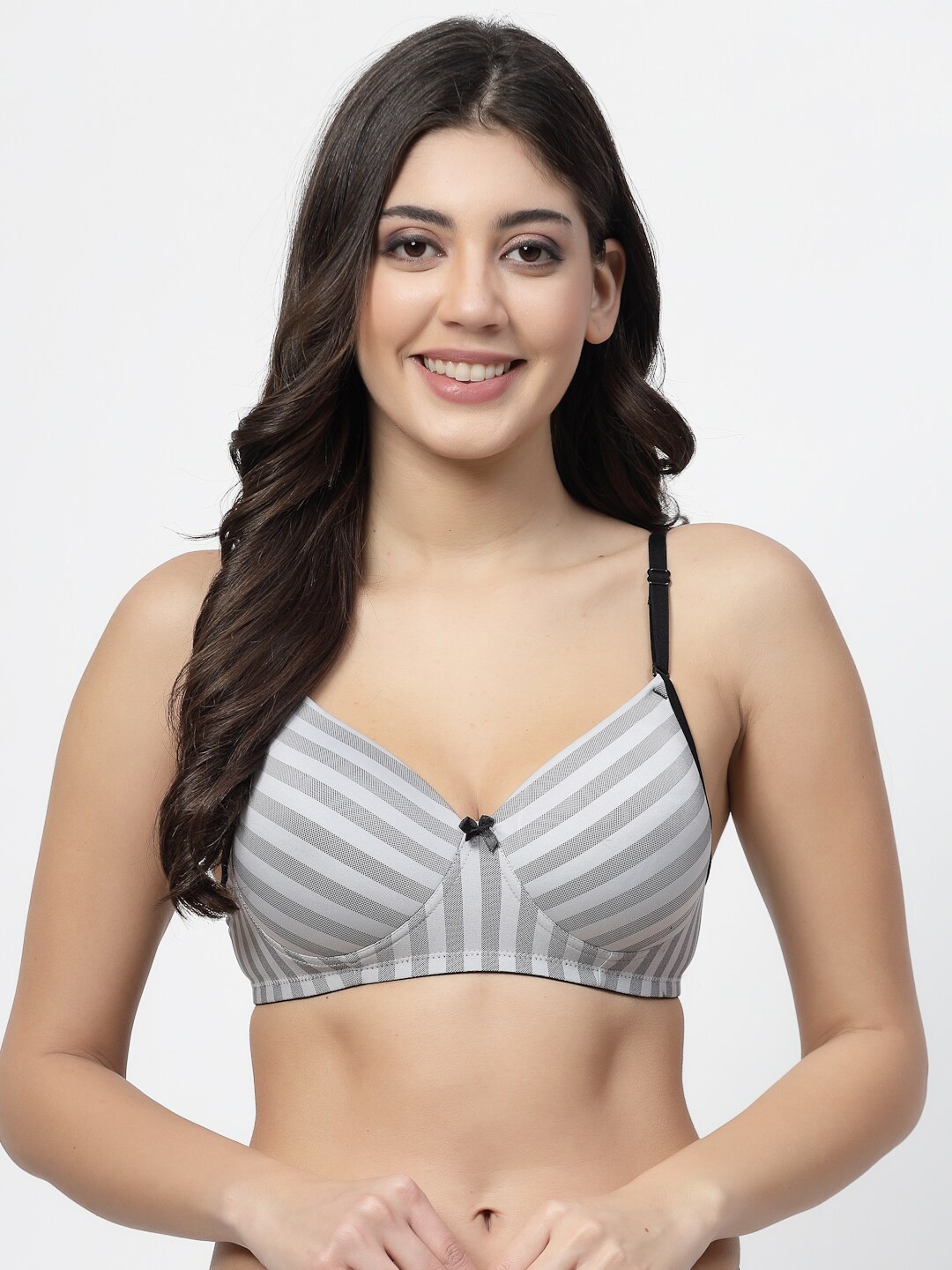 

Docare Striped Full Coverage Lightly Padded Cotton Everyday Bra With All Day Comfort, White