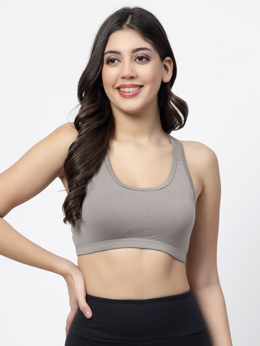 

Docare Full Coverage Non Padded Cotton Workout Bra With All Day Comfort, Grey