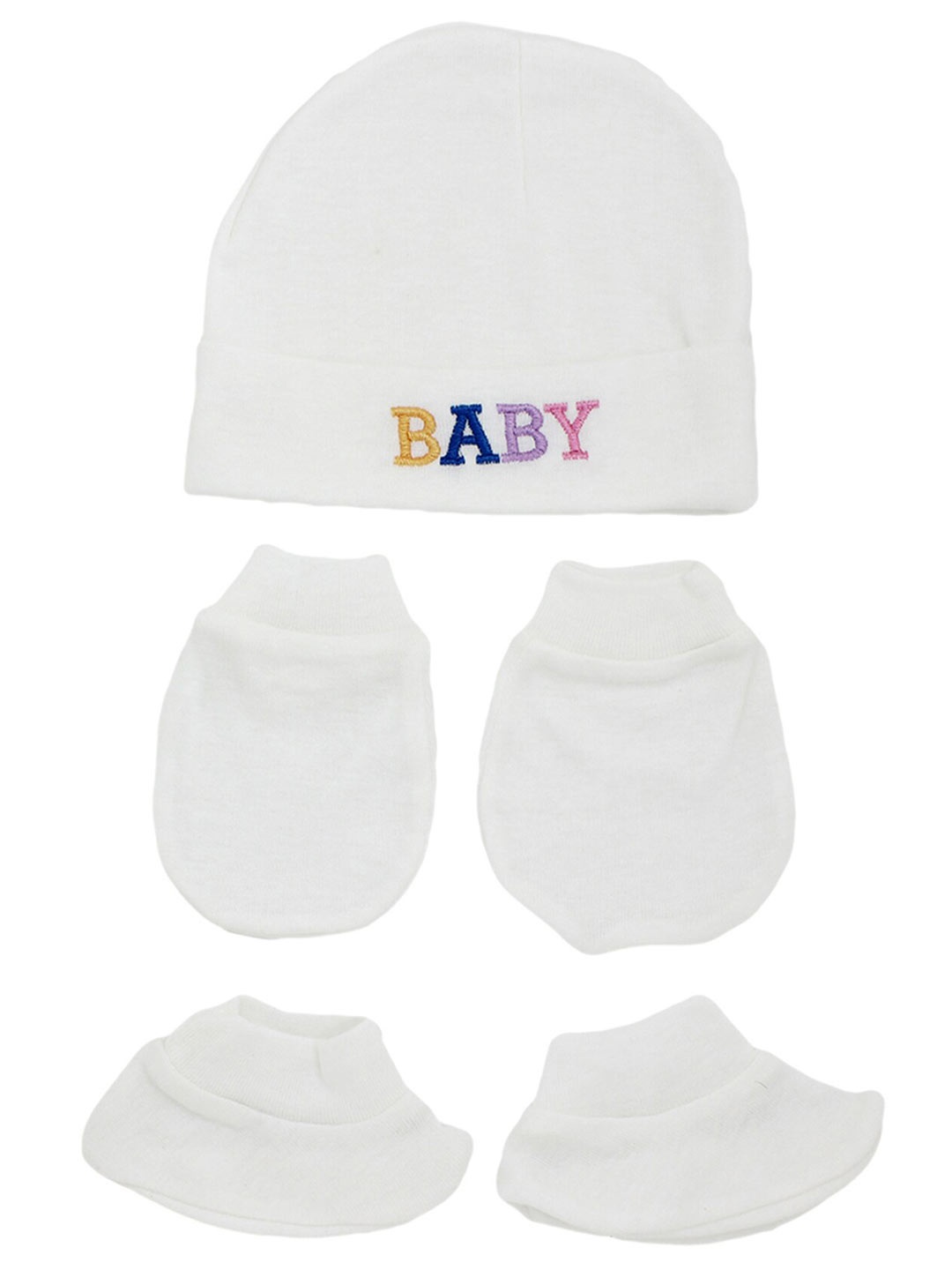 

BAESD Infants Organic Cotton Mittens With Booties & Cap, White