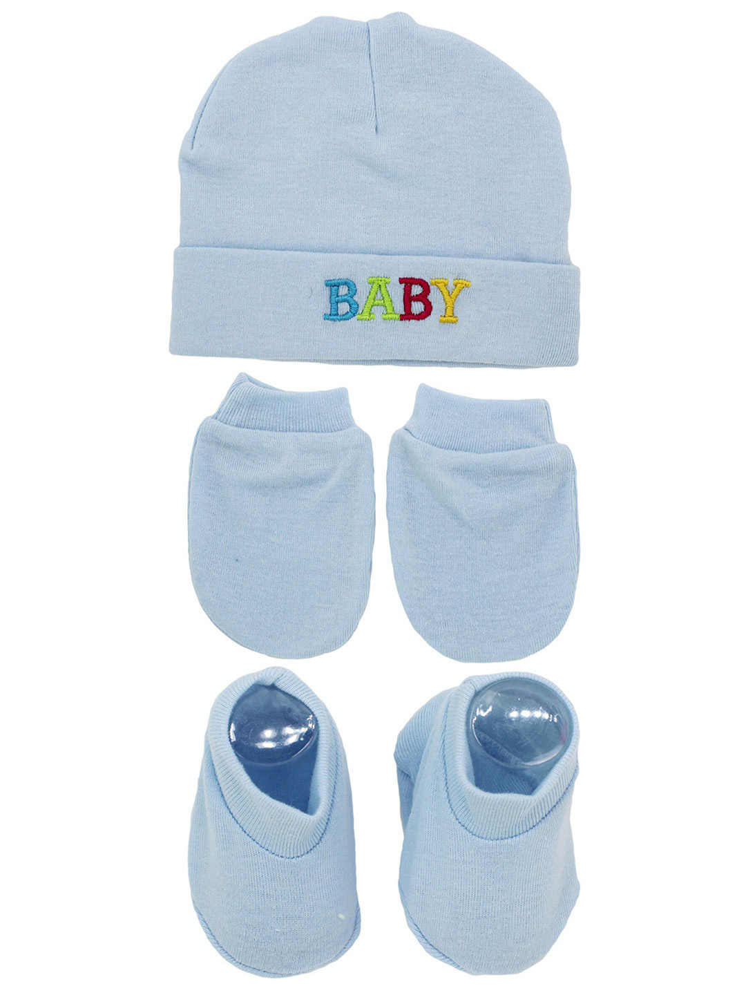 

BAESD Infants Organic Cotton Mittens With Booties & Cap, Blue