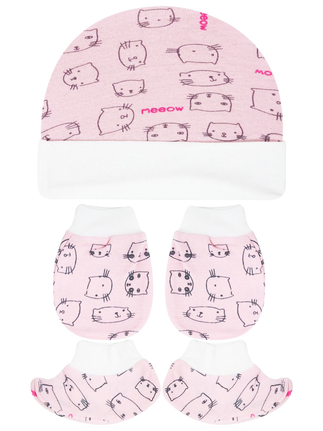 

BAESD 3 Pcs Mittens, Booties With Cap Set, Pink
