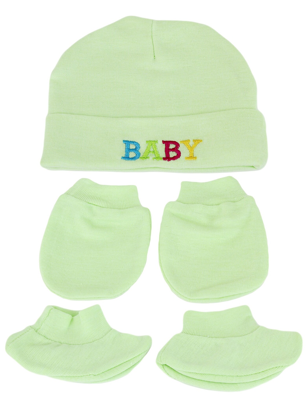 

BAESD Infants Woollen Beanie With Booties & Mittens, Green