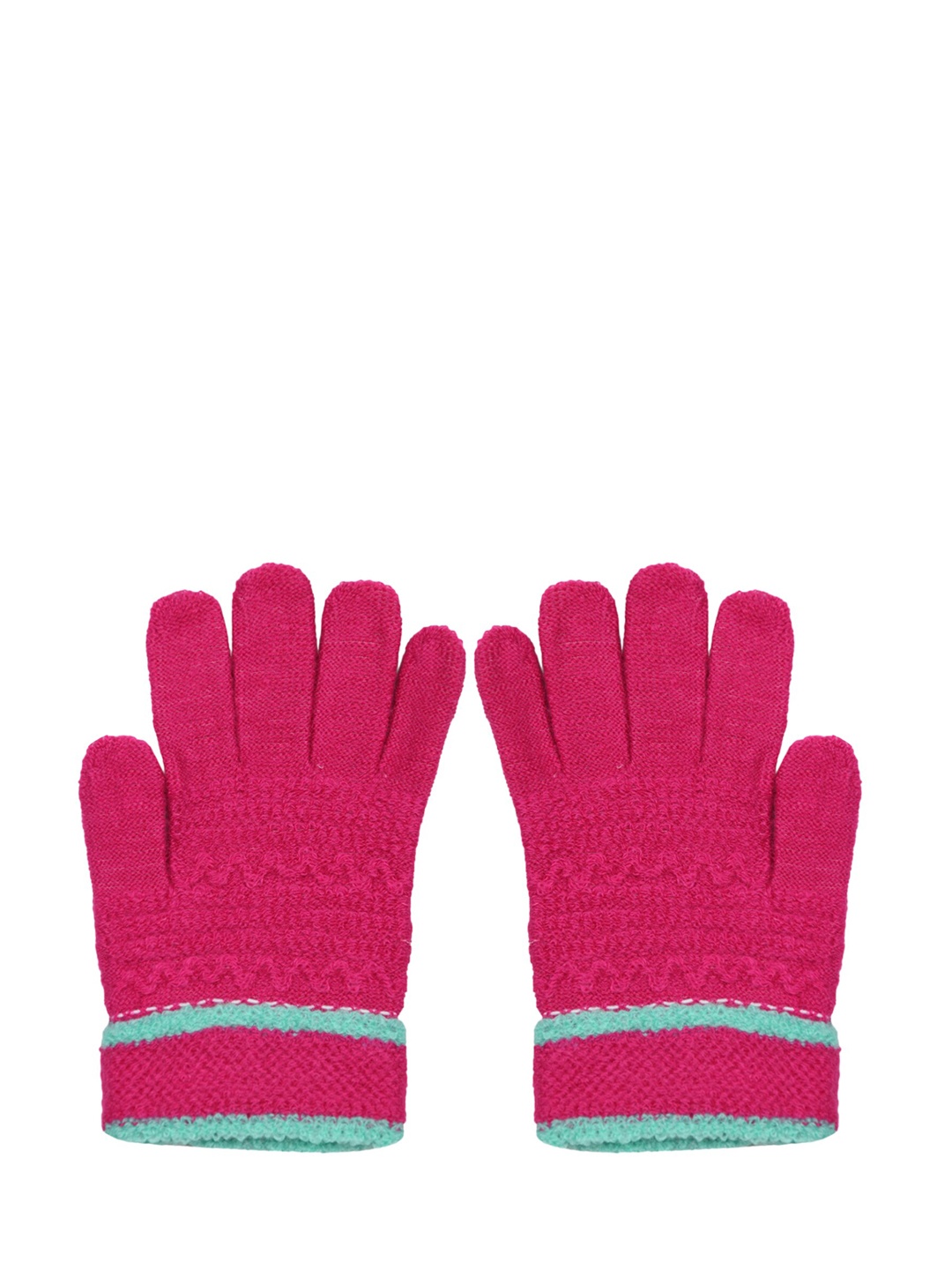 

BAESD Kids Patterned Woollen Winter Gloves, Pink