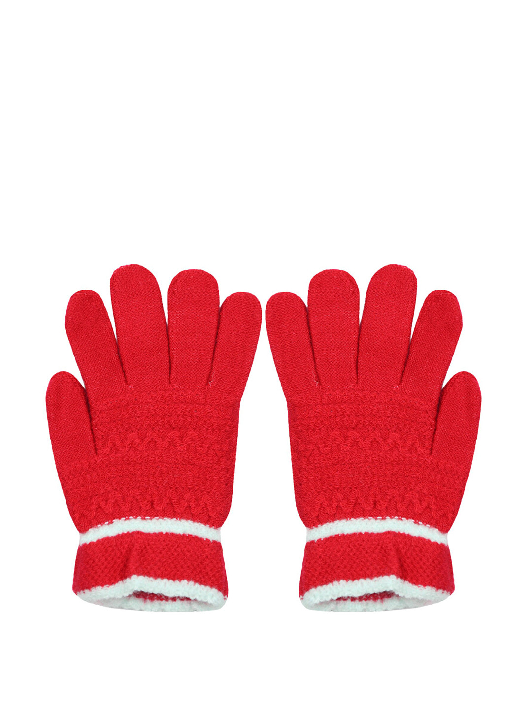 

BAESD Kids Self Design Knitted Wool Winter Gloves, Red