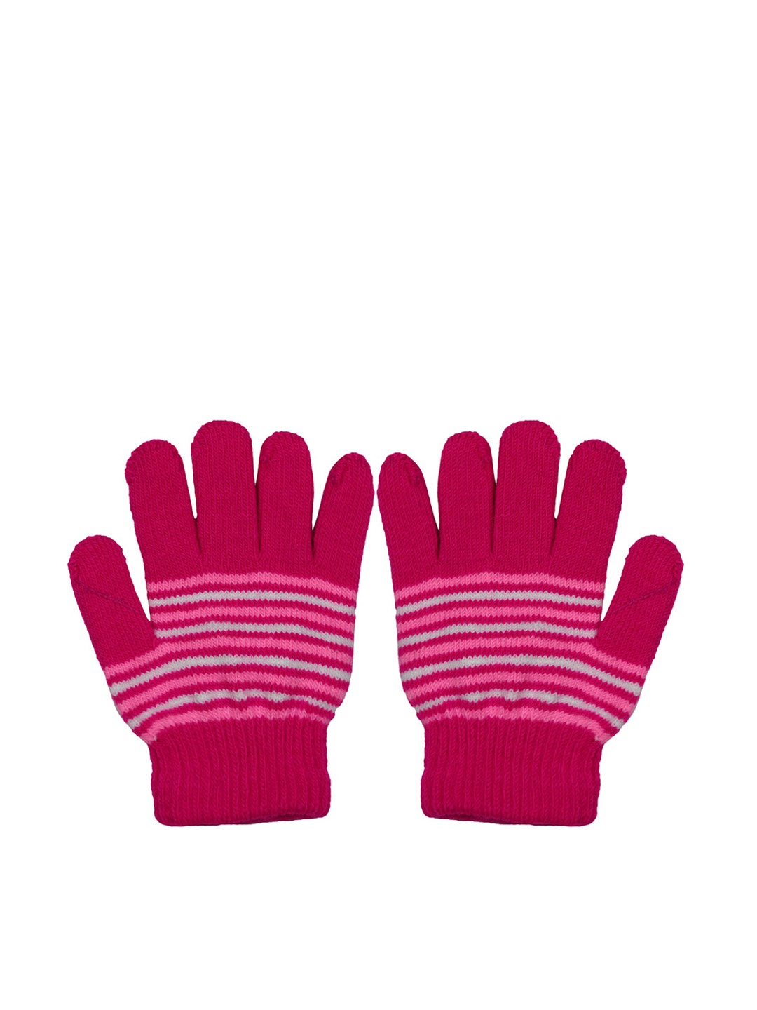 

BAESD Kids Striped Woollen Winter Gloves, Pink