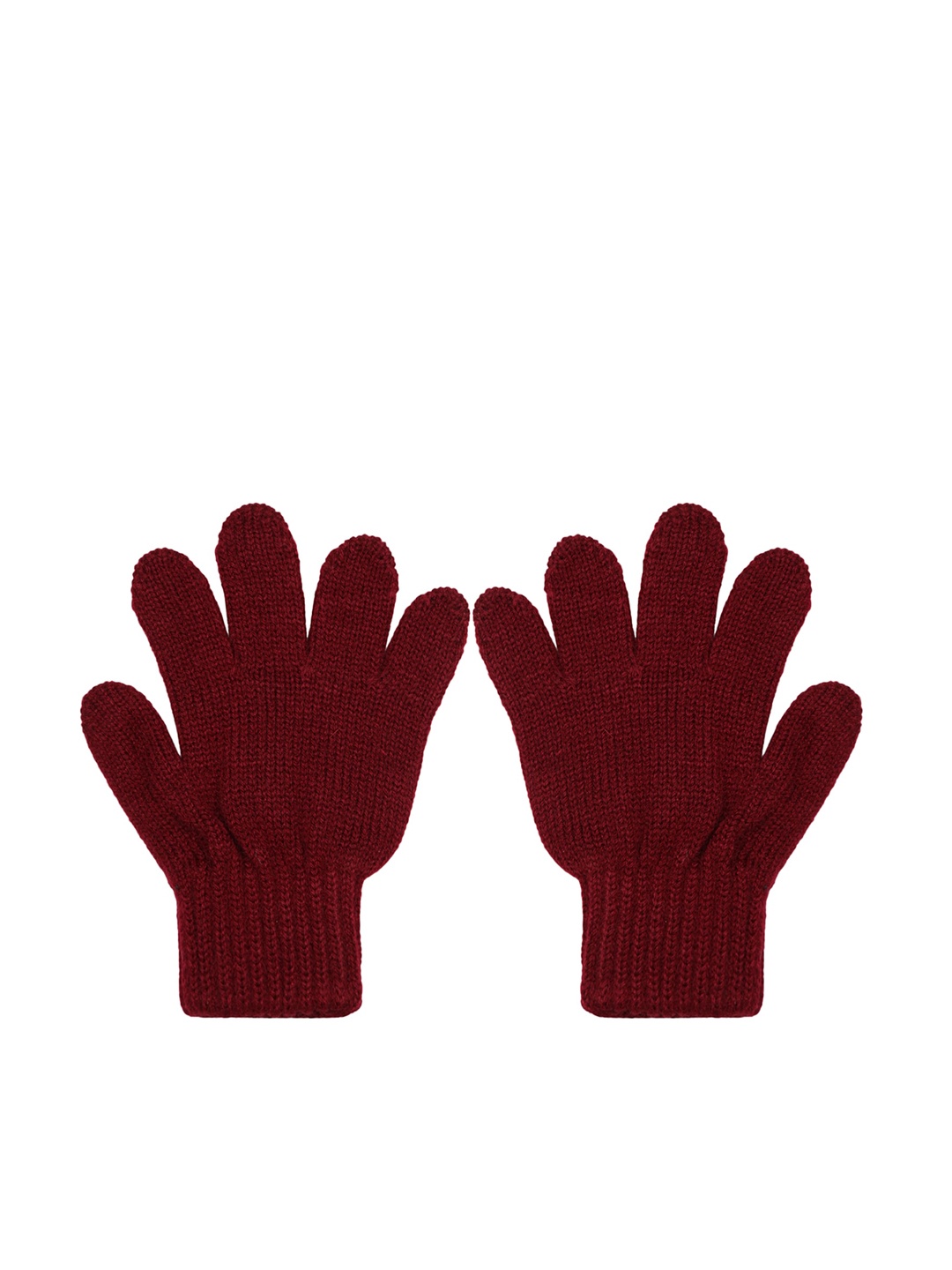 

BAESD Kids Full Finger Woolen Winter Gloves, Maroon