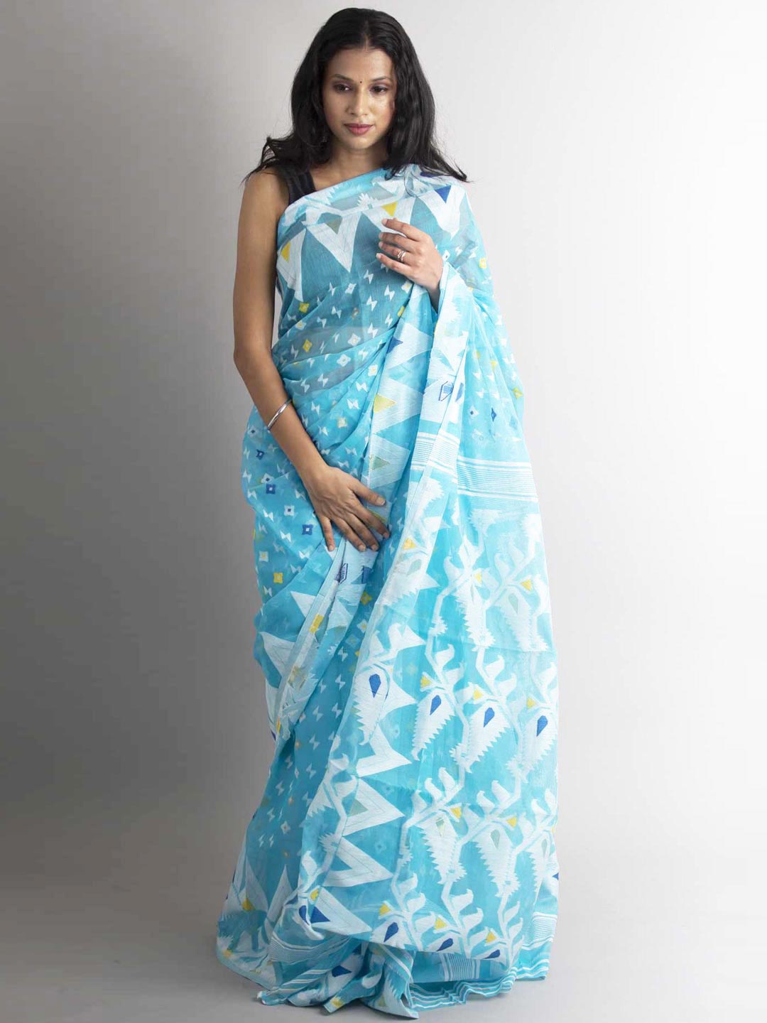 

Aevum Ethnic Woven Design Jamdani Saree, Blue