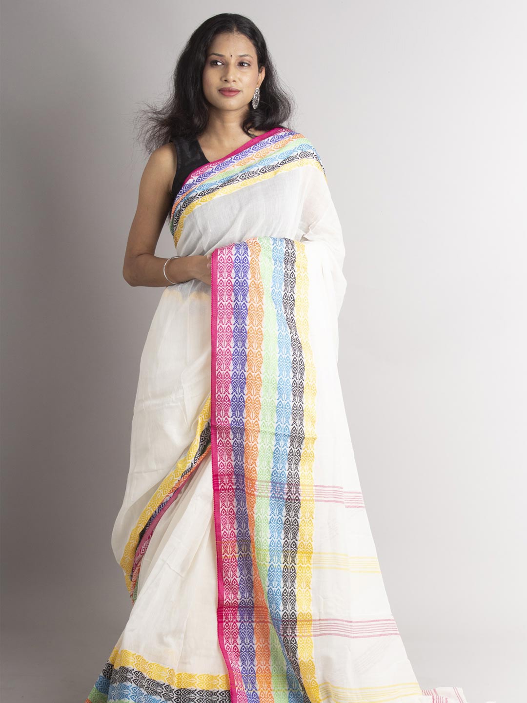 

Aevum Ethnic Woven Design Border Saree, White