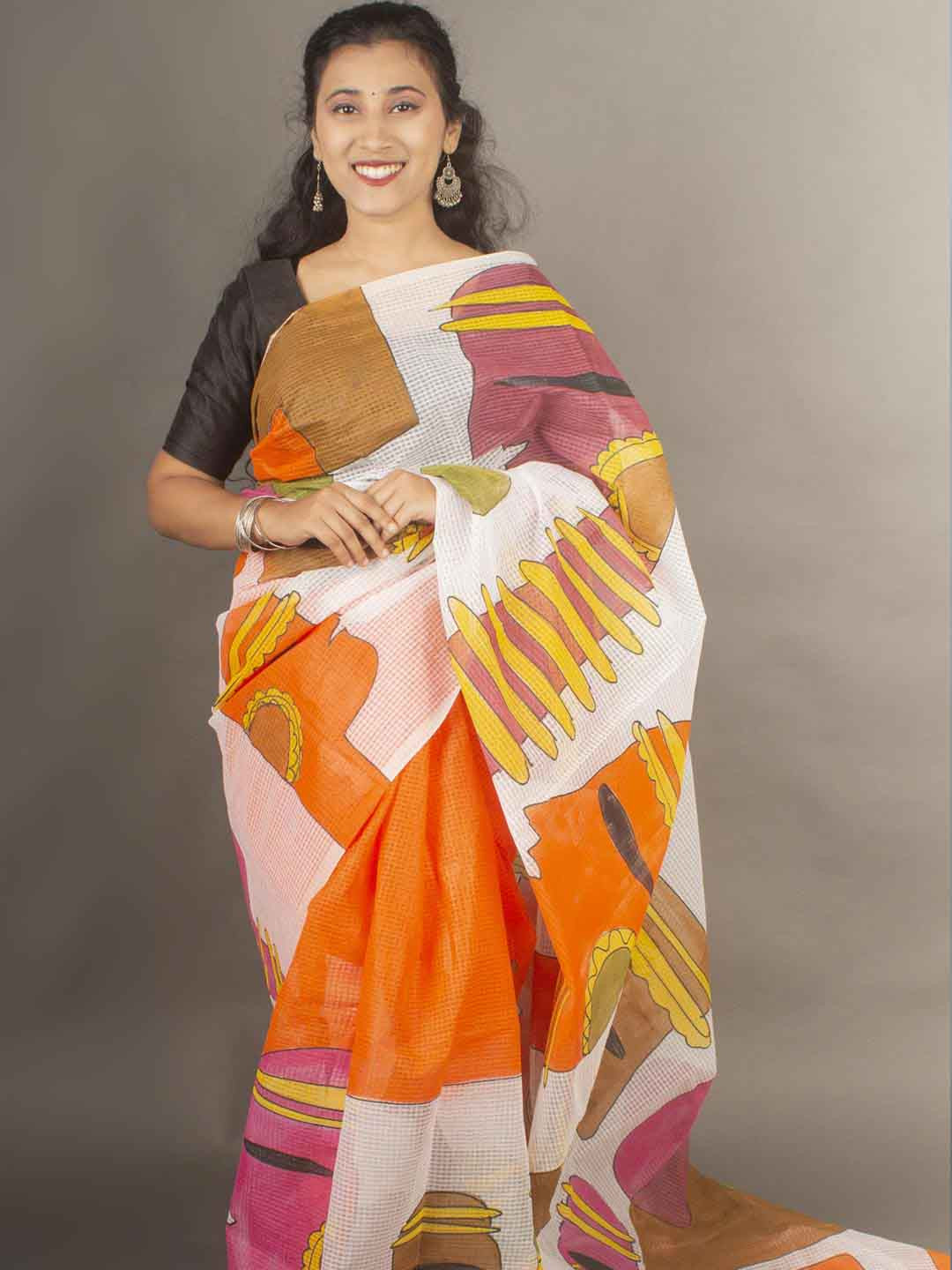

Aevum Ethnic Motifs Pure Cotton Saree, White