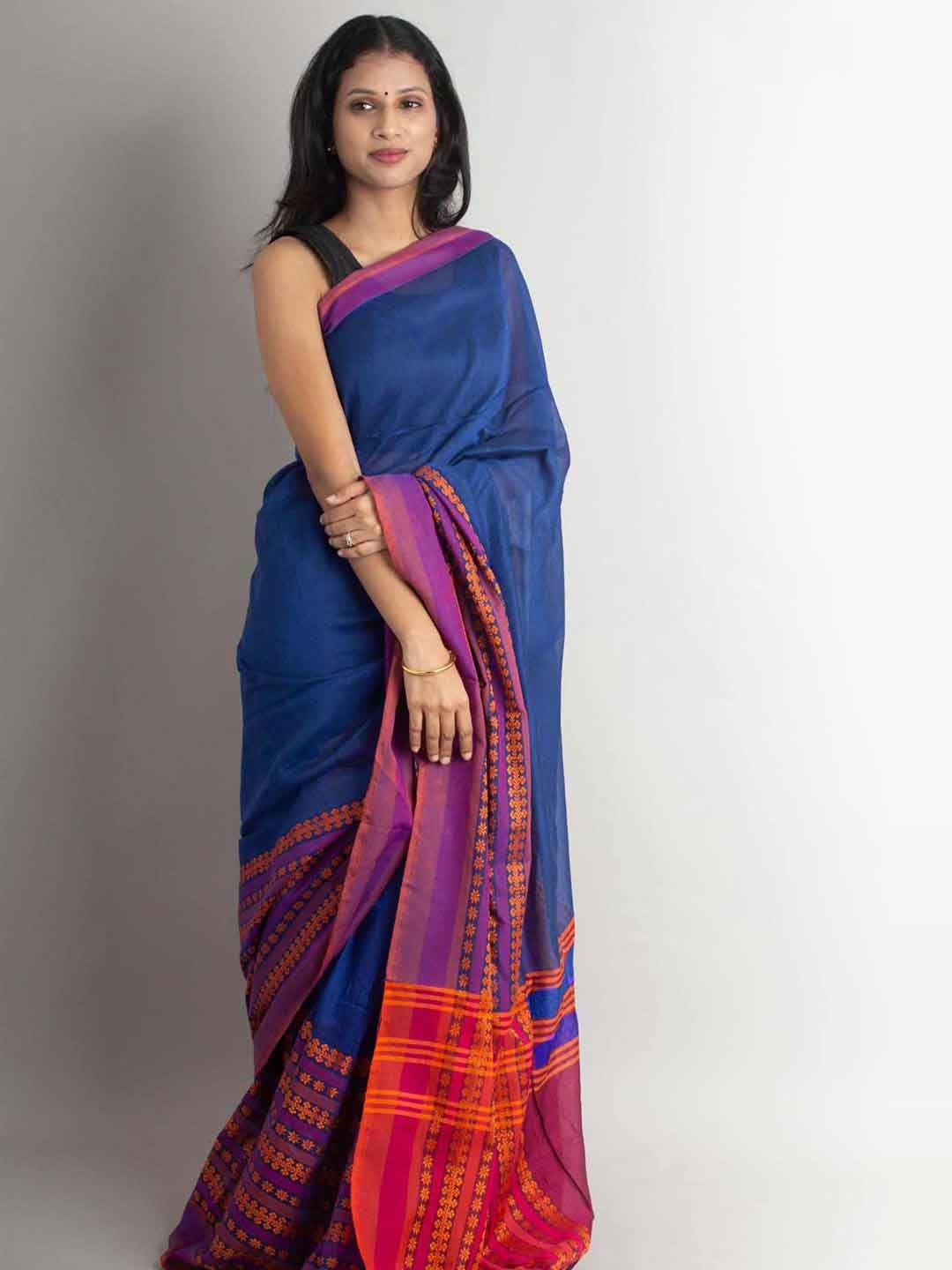 

Aevum Woven Design Pure Cotton Khadi Saree, Blue
