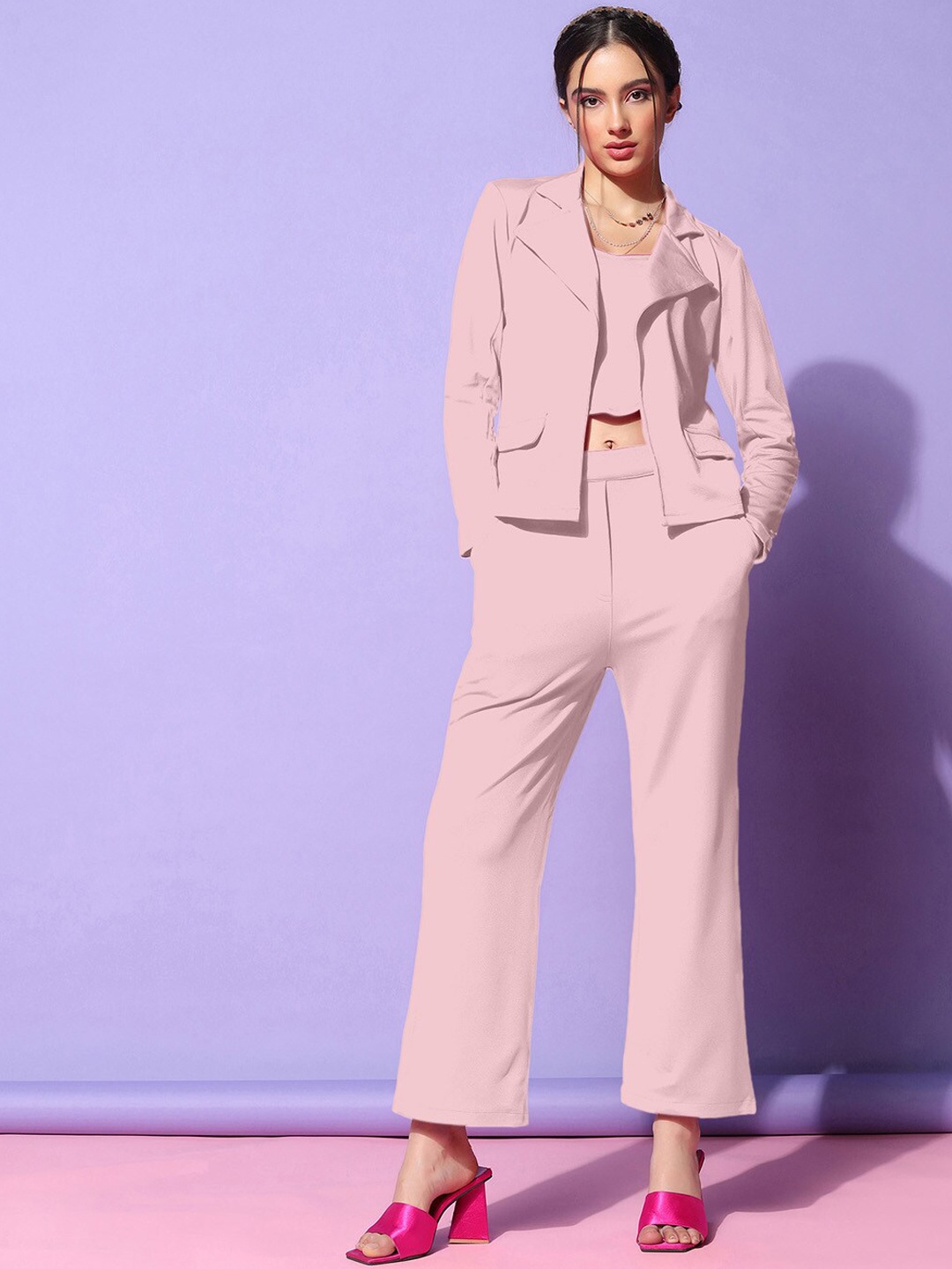 

Selvia Top Blazer With Trouser Co-Ords, Peach