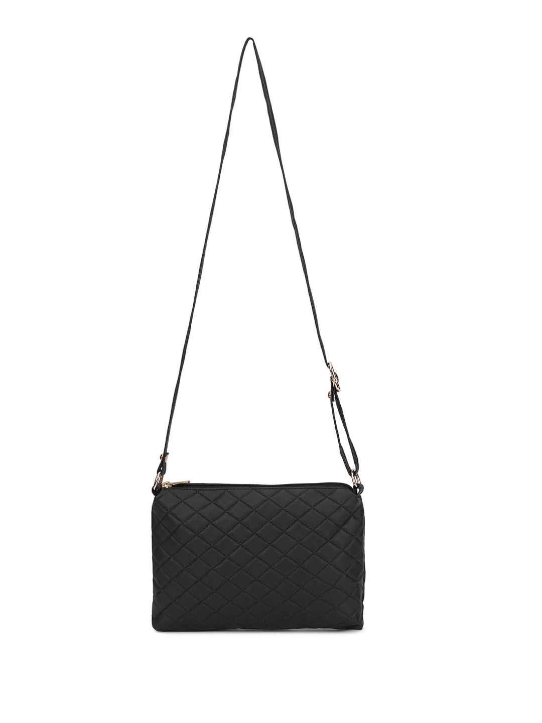 

OsaiZ Geometric Textured Structured Sling Bag with Quilted, Black