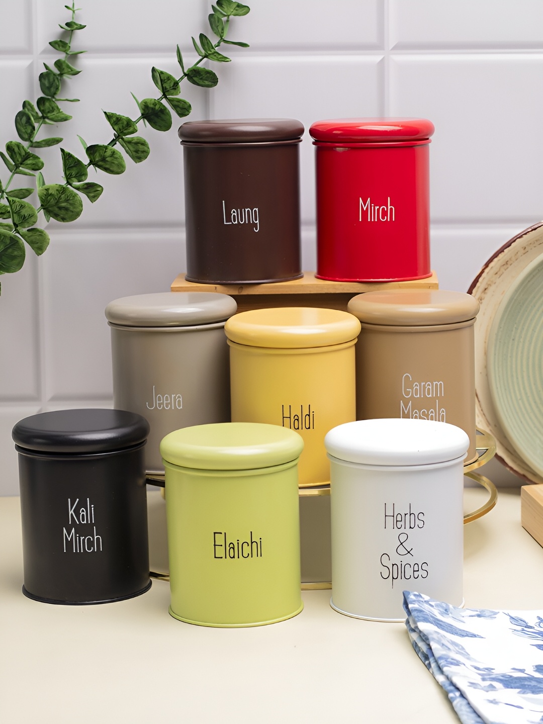 

MARKET99 Yellow & Red 8 Pieces Metal Dishwasher Safe Food Containers 300 ml