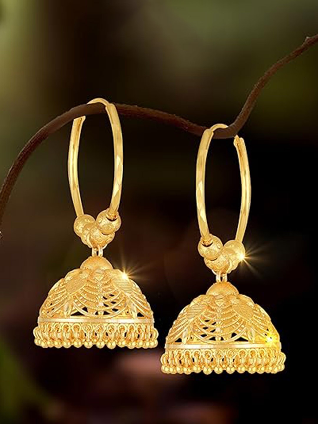 

Vighnaharta Gold-Plated Jhumkas