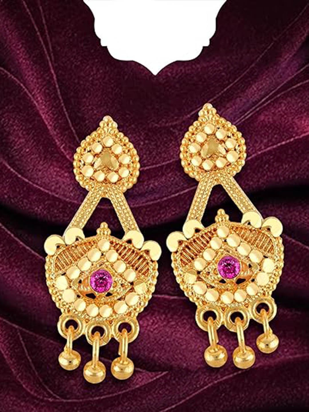

Vighnaharta Gold-Plated Stones Studded Drop Earrings