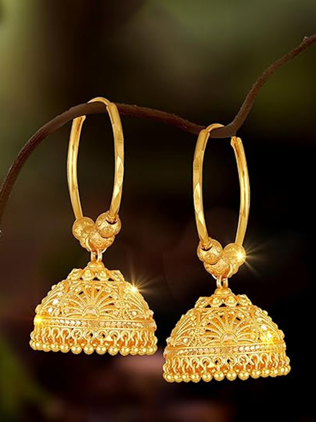 

Vighnaharta Gold Plated Floral Shaped Jhumkas