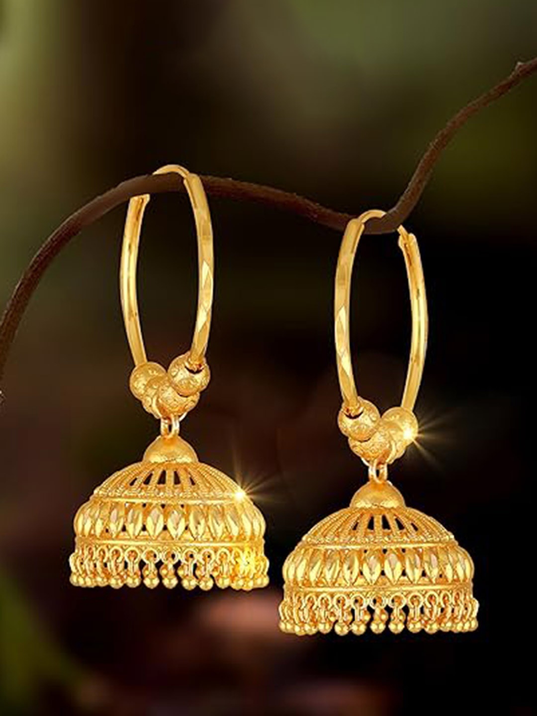 

Vighnaharta Gold Plated Floral Shaped Jhumkas