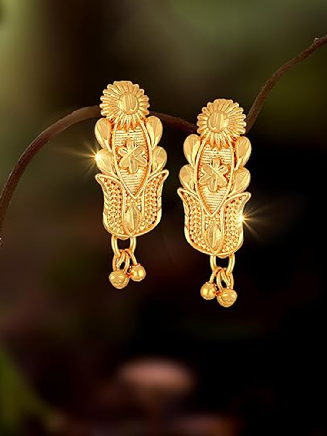 

Vighnaharta Gold-Plated Floral Drop Earrings