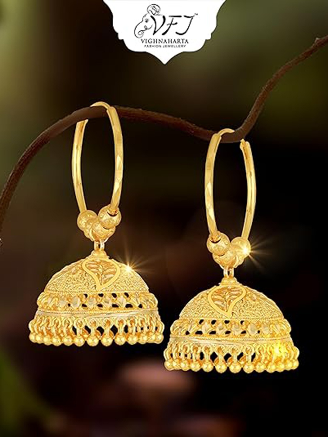 

Vighnaharta Gold-Plated Jhumkas