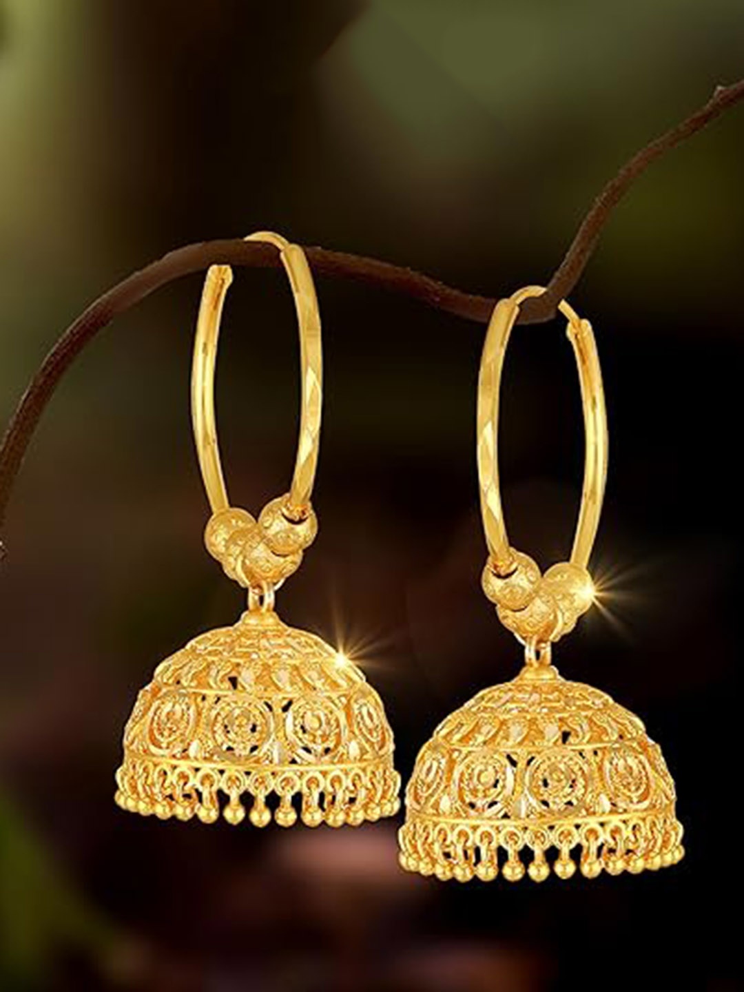

Vighnaharta Gold-Plated Floral Jhumkas Earrings