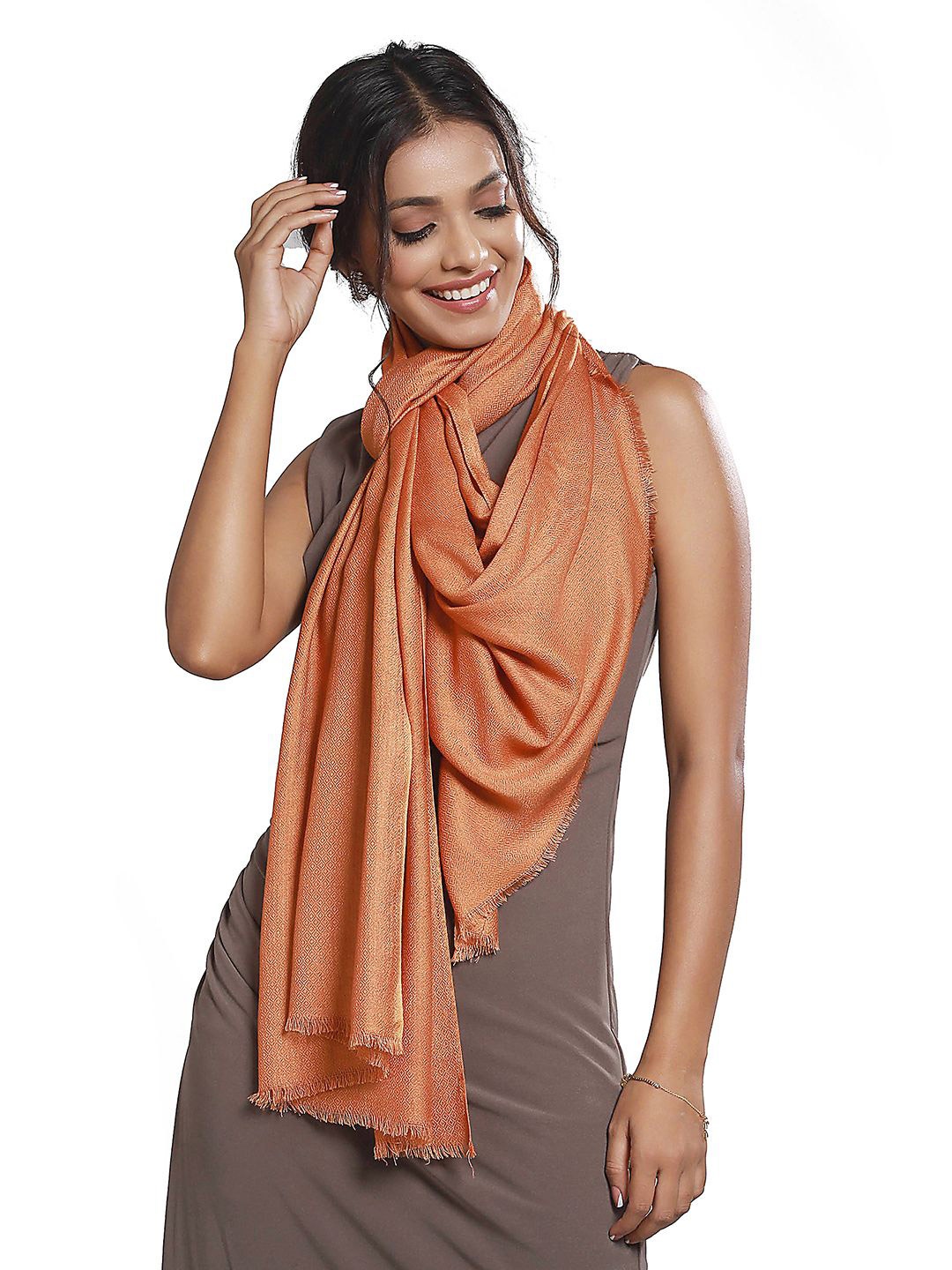 

CrossKulture Women Frayed Scarf, Orange