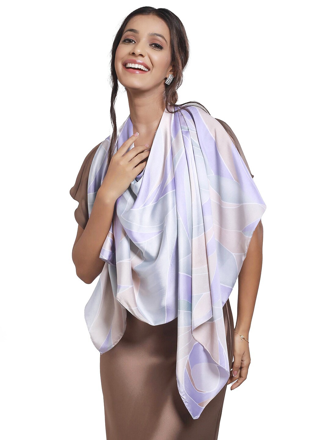 

CrossKulture Abstract Printed Satin Silk Scarf, Mauve