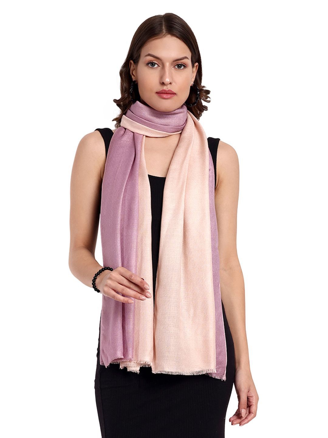 

CrossKulture Women Colourblocked Frayed Scarf, Purple