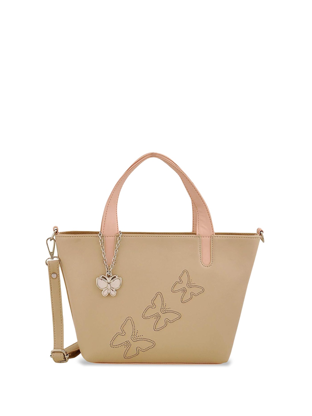 

Butterflies Structured Handheld Bag, Cream