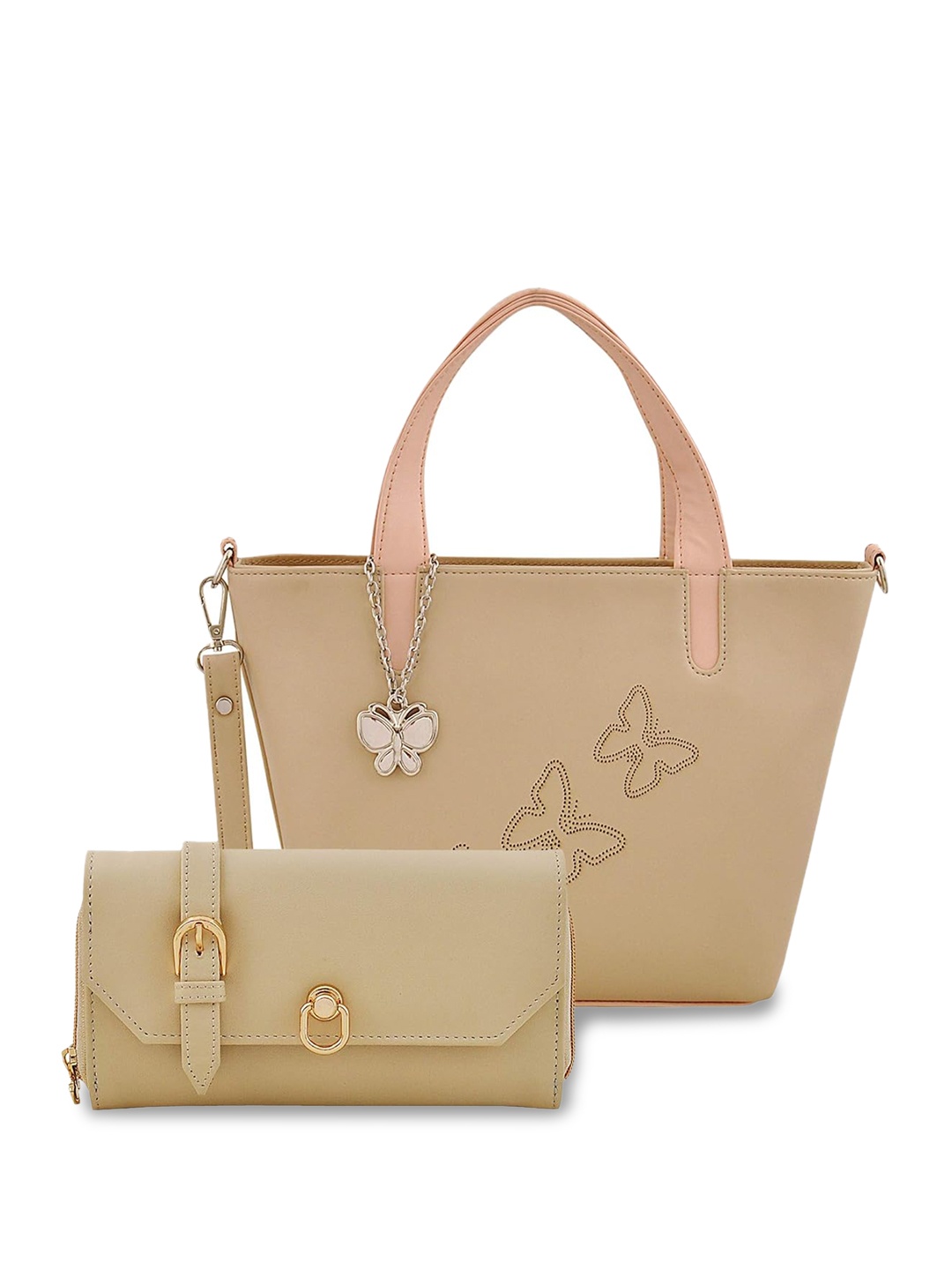 

Butterflies Shoulder Bag With Cut Work, Cream