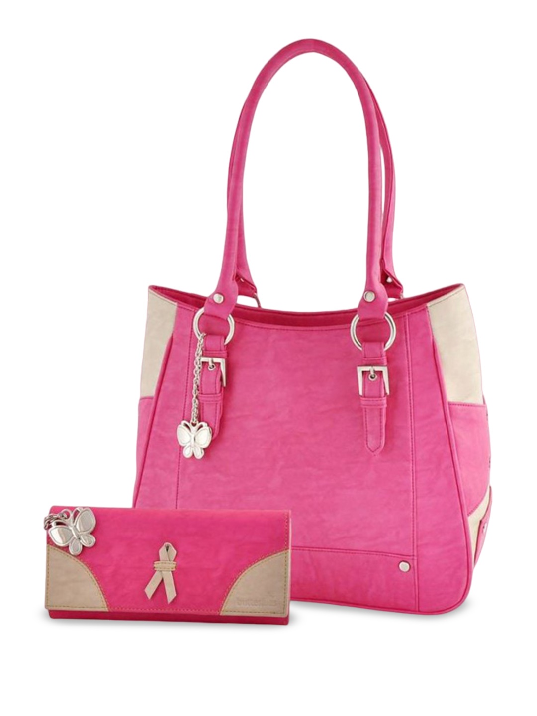 

Butterflies Pack of 2 Structured Shoulder Bag, Pink