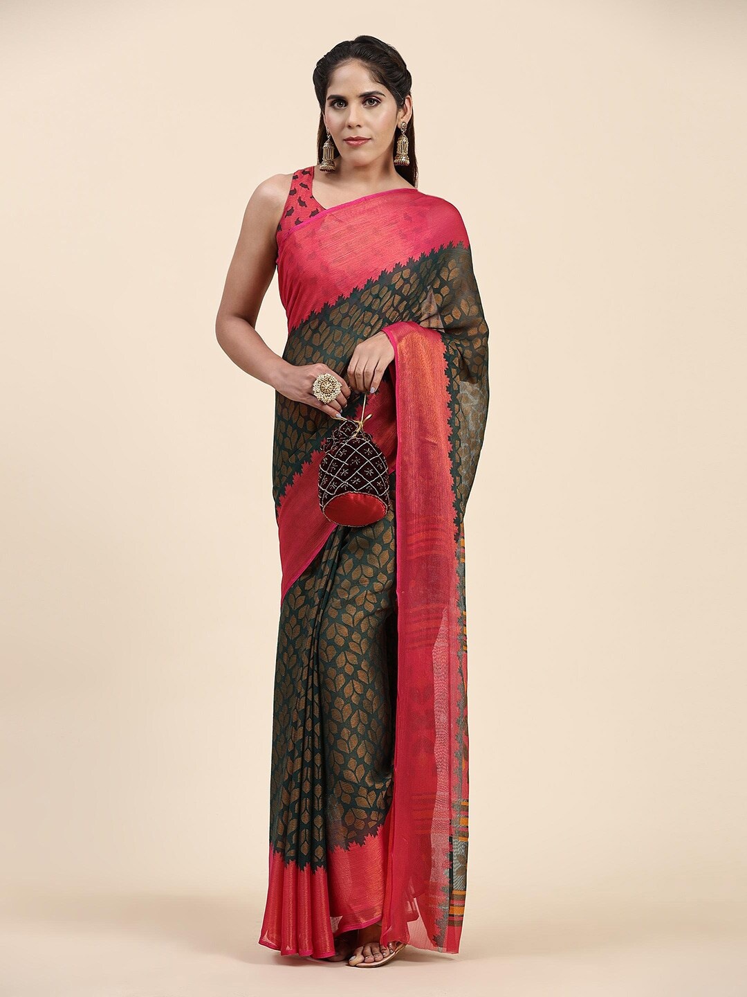 

Sanwariya Silk Floral Pure Georgette Saree, Green