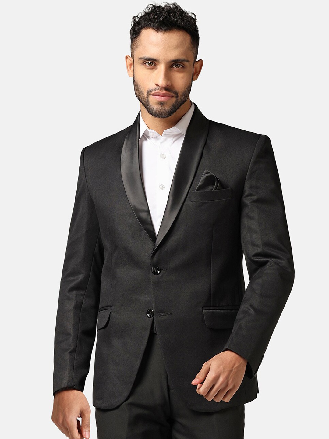 

TAHVO Slim Fit Tuxedo Blazer, Black