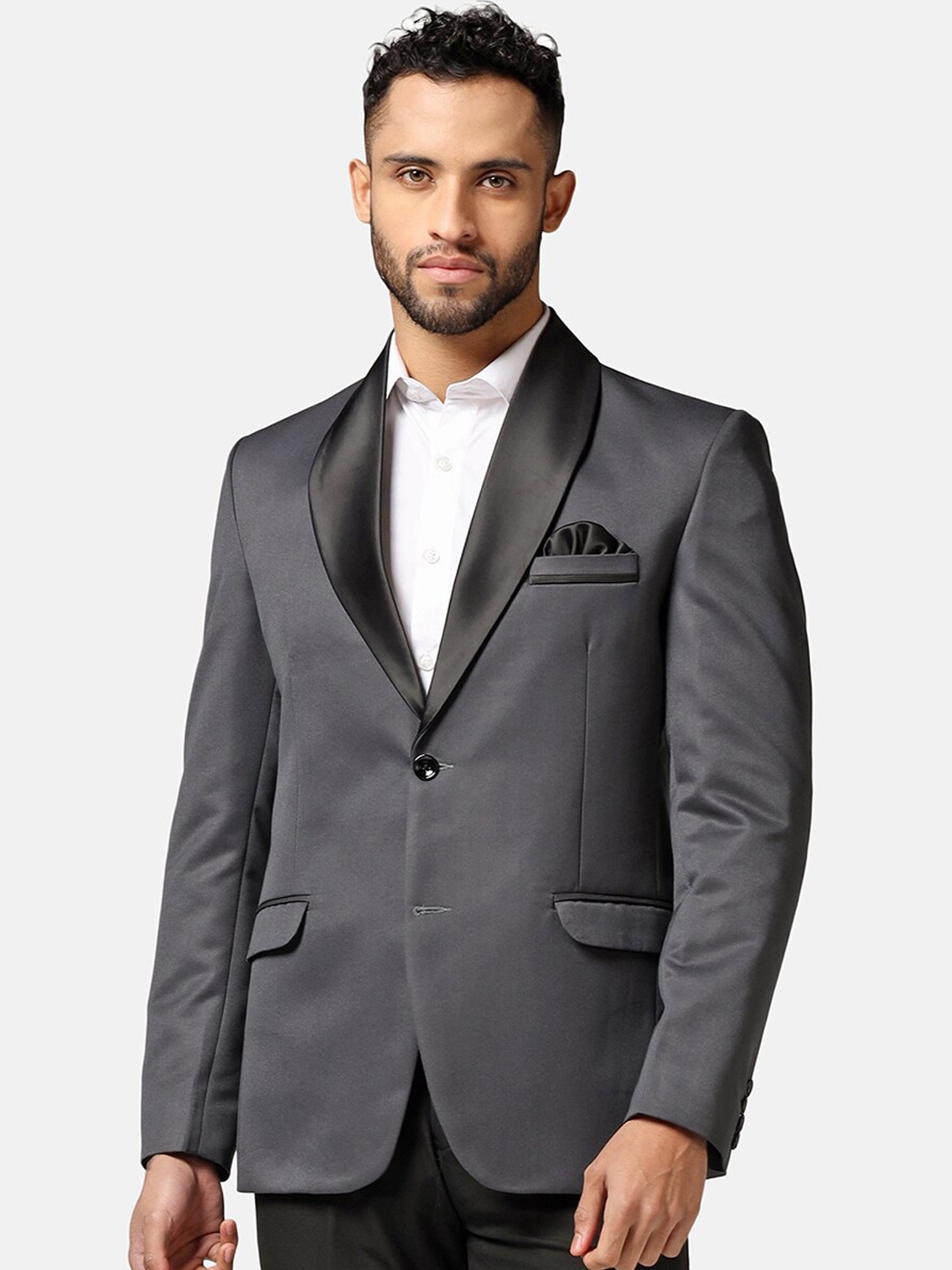 

TAHVO Slim Fit Tuxedo Blazer, Grey