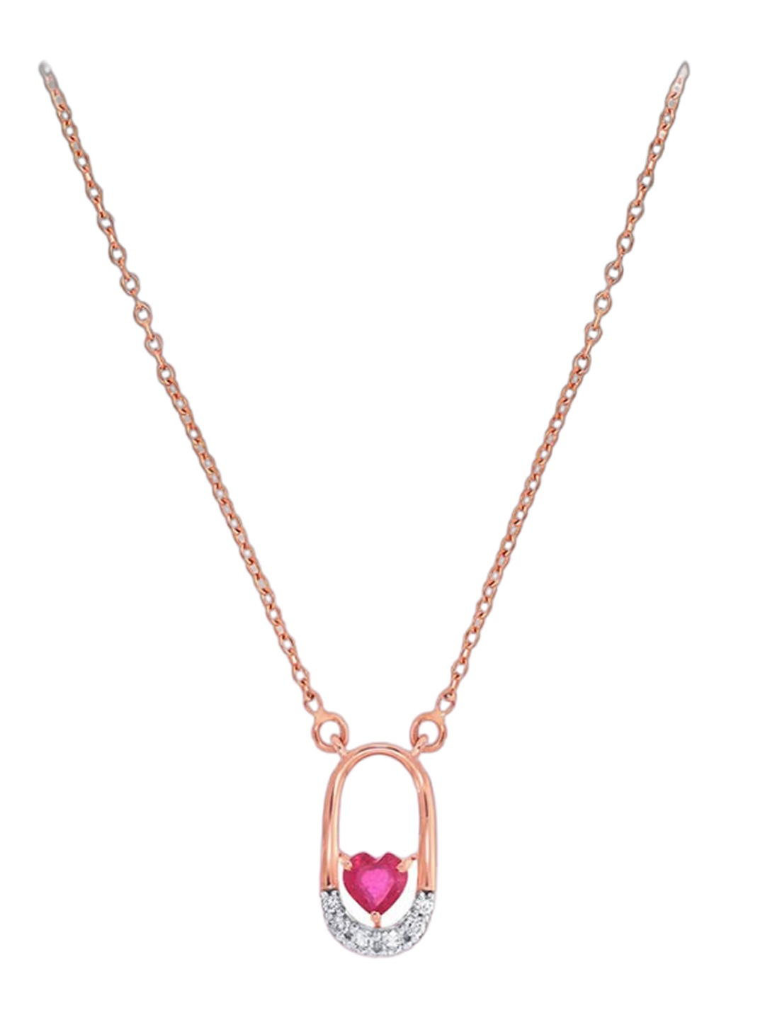 

SENCO 14KT Rose Gold Radiant Heart Diamond Chain Pendant-3.1gm